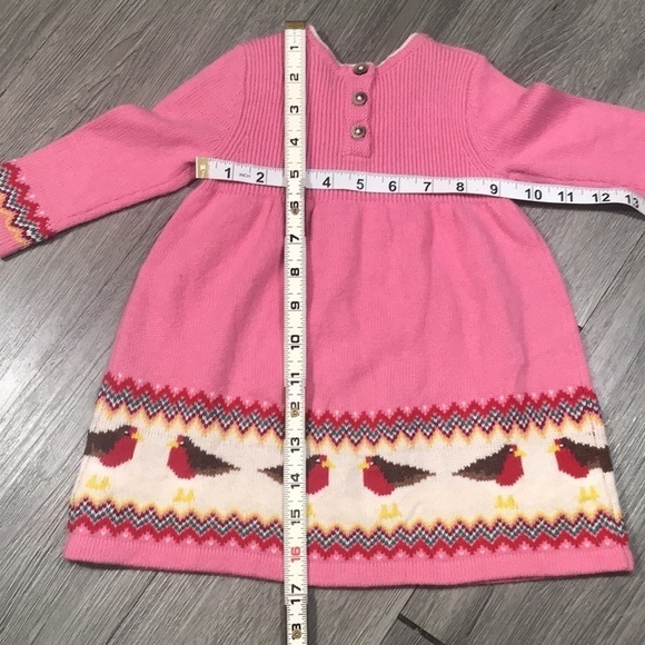 Baby Boden NWT Pink Fair Isle Bird Long Sleeve Sweater Dress size 6-9months - Picture 8 of 8